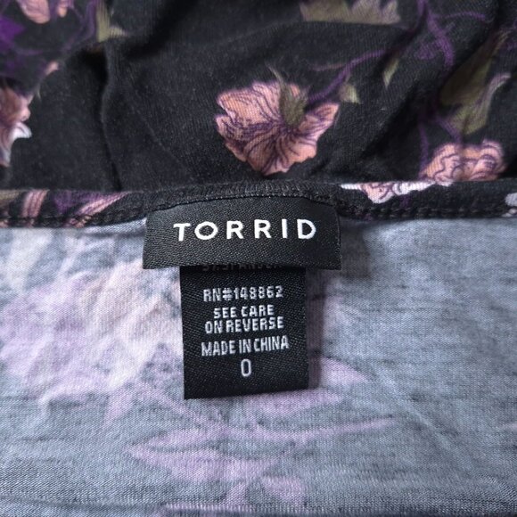 Torrid Floral Tunic Top 12 (0) Crisscross V-Neck Long Sleeve Blouse Empire Waist - Picture 4 of 5